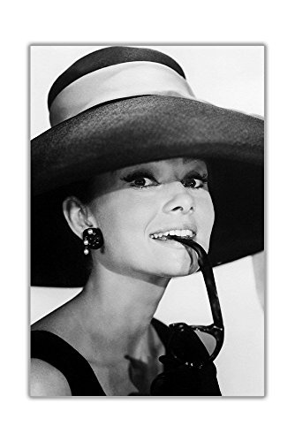 Gerahmtes Leinwandbild, Schwarz/Weiß, Audrey-Hepburn-Motiv, mit Sonnenbrille, Kunstdruck, schwarz / weiß, 03- A2 - 24" X 16" (60CM X 40CM)