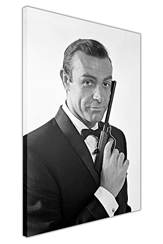 Schwarz und Weiß James Bond Poster Sean Connery Framed Wall Art Canvas Prints Film Bilder Modern 05- A1 - 34" X 24" (86CM X 60CM) schwarz / weiß