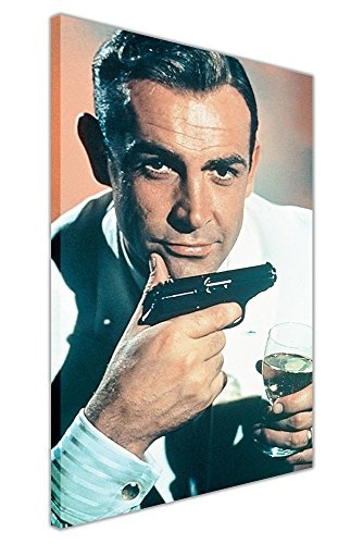 James Bond Martini und Gun gerahmt Drucke auf Leinwand, Bilder Home Deco Film Poster, canvas holz, 04- 30" X 20" (76CM X 50CM)