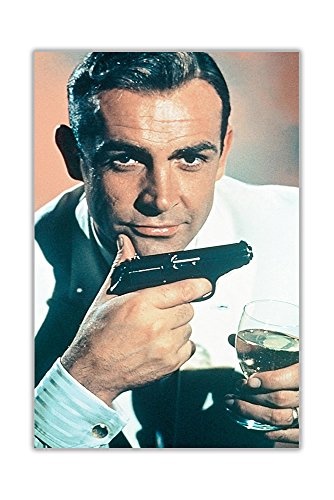 James Bond Martini und Gun gerahmt Drucke auf Leinwand, Bilder Home Deco Film Poster, canvas holz, 04- 30" X 20" (76CM X 50CM)