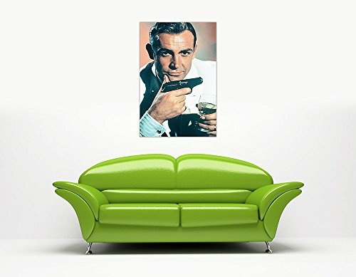 James Bond Martini und Gun gerahmt Drucke auf Leinwand, Bilder Home Deco Film Poster, canvas holz, 04- 30" X 20" (76CM X 50CM)