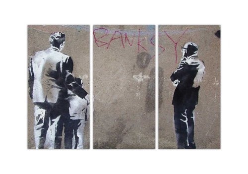 Banksy Graffiti Art DEKORATION DES HAUSES D Kunstdruck Foto 40 x Kritik Looking at Graffiti Street Art Bilder Fotos auf Leinwand 3 teilig, 1- 3 X 16" X 8" (3 X 40CM X 20CM)