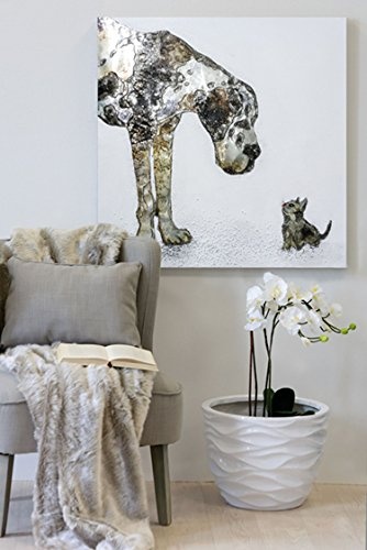 Ölbild "Cat & Dog" Leinwand · weiß / braun / silber