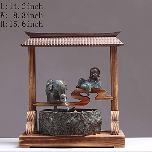 Sculptures Dekoration Handwerk,Wasser Ornamente Zen-feng-Shui, finanzielle Dekoration zu gewinnen Fish Tank Innendekoration-brunnen Business-Geschenk-Elefantenbrunnen 15.6inch