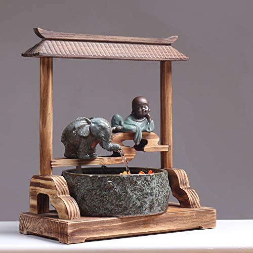 Sculptures Dekoration Handwerk,Wasser Ornamente Zen-feng-Shui, finanzielle Dekoration zu gewinnen Fish Tank Innendekoration-brunnen Business-Geschenk-Elefantenbrunnen 15.6inch