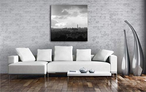 deyoli Sonnenaufgang über Casablanca Format: 40x40 Effekt: Schwarz&Weiß als Leinwandbild, Motiv fertig gerahmt auf Echtholzrahmen, Hochwertiger Digitaldruck mit Rahmen, Kein Poster oder Plakat