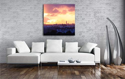 deyoli Sonnenaufgang über Casablanca Format: 70x70 als Leinwandbild, Motiv fertig gerahmt auf Echtholzrahmen, Hochwertiger Digitaldruck mit Rahmen, Kein Poster oder Plakat