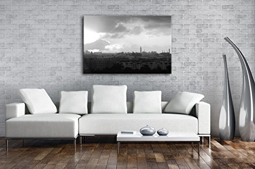 deyoli Sonnenaufgang über Casablanca Format: 60x40 Effekt: Schwarz/Weiß als Leinwandbild Motiv fertig gerahmt auf Echtholzrahmen, Hochwertiger Digitaldruck mit Rahmen, Kein Poster oder Plakat