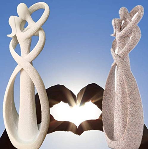 OYQQ Skulptur Statue 9 Zoll weißen Sandstein Charakter Hochzeit Dekoration Jubiläum Souvenir Retro Home Decor, Sand Liebhaber, 23x8x5cm (9x3x2 Zoll)