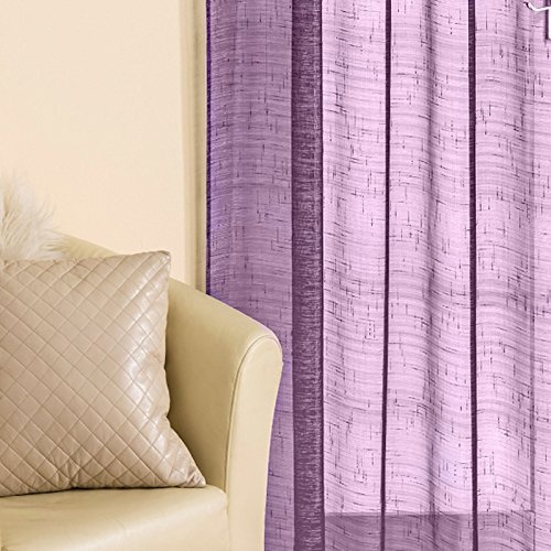 Purple Silver Sparkle Voile Curtain Panel Slotted Top 54 Wide x 90 Drop (138 cm x 229 cm) by CASABLANCA