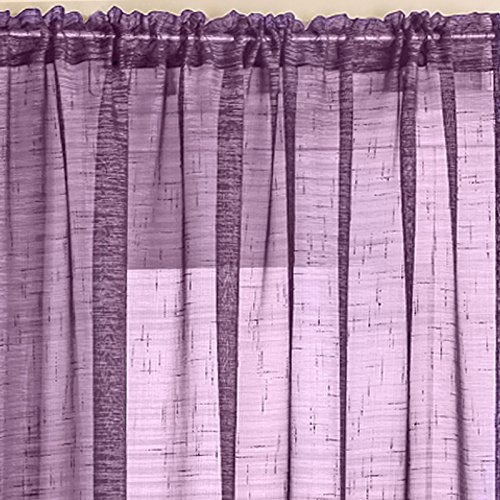 Purple Silver Sparkle Voile Curtain Panel Slotted Top 54 Wide x 90 Drop (138 cm x 229 cm) by CASABLANCA
