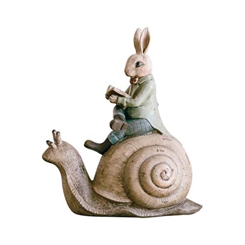 Skulpturen Sitzen auf Einer Schnecke, die EIN Buch liest Bieber-Kaninchen-Ornamente Wohnaccessoires Amerikanisches Harz-Wohnzimmer Handwerk Die Form ist klar und schön