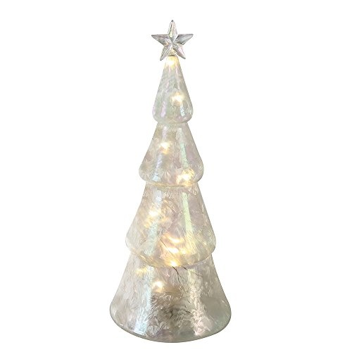 LED Baum aus Glas in Frostoptik, 27 cm / Tannenbaum Glas weiß