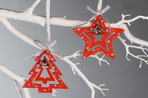 Weihnachtsbaumschmuck Stern und Baum Rot / Silber