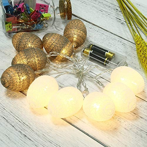 Lazzboy 1,8 Mt 10 Stücke Osterei Led Licht Für Ostern Party Dekoration Hochzeitsdekoration(1PC 1.8M,Grau)