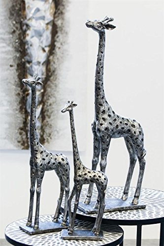 Casablanca Figur Giraffe ant.silber, Poly auf Base
