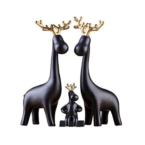 Skulpturen Schwarze Giraffe Familie von DREI Dekoration Keramik weiche kreative nordischen Moderne Wohnzimmer Fernsehschrank Tier Deer Dekoration Hochzeitsgeschenk