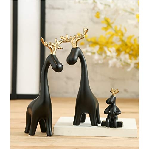 Skulpturen Schwarze Giraffe Familie von DREI Dekoration Keramik weiche kreative nordischen Moderne Wohnzimmer Fernsehschrank Tier Deer Dekoration Hochzeitsgeschenk