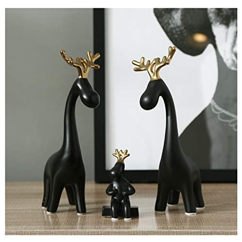 Skulpturen Schwarze Giraffe Familie von DREI Dekoration Keramik weiche kreative nordischen Moderne Wohnzimmer Fernsehschrank Tier Deer Dekoration Hochzeitsgeschenk