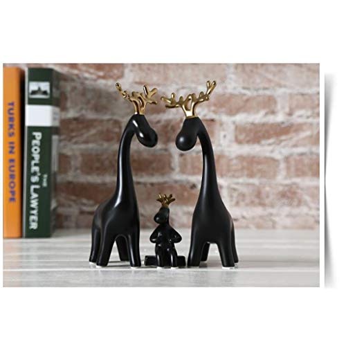 Skulpturen Schwarze Giraffe Familie von DREI Dekoration Keramik weiche kreative nordischen Moderne Wohnzimmer Fernsehschrank Tier Deer Dekoration Hochzeitsgeschenk