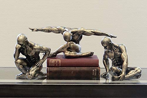 Moderne Figur Skulptur Workout 3er Set mit broncefinish aus Poly 11-17cm