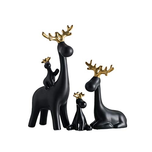 Schwarze Giraffe Familie von Vier Hauptdekorationen Keramik weiche Kleidung kreative nordischen Stil Moderne Wohnzimmer TV Kabinett Tier Deer Dekoration Hochzeitsgeschenk