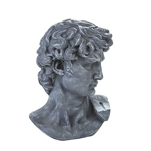 Skulptur Kopf David Magnesia, grau H. 60 cm