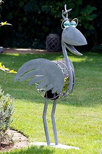 Casablanca Vogel *Crazy Bird* Tierfigur Pflanztopf zum bepflanzen Metall grau -