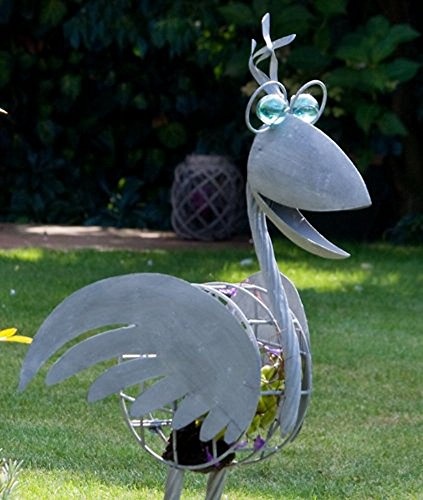 Casablanca Vogel *Crazy Bird* Tierfigur Pflanztopf zum bepflanzen Metall grau -