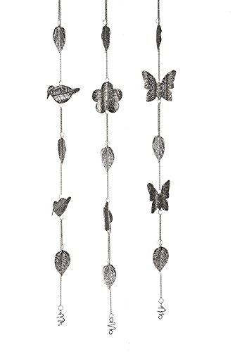 1 x Girlande Springtime Metall vernickelt Höhe 90 cm, Blume, Vogel, Schmetterling, Fensterhänger (Vogel (Stückpreis))