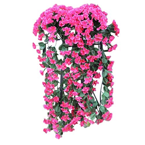 Lazzboy Hängende Silk Orchidee blüht künstliche Violette Blumen-Wand-Glyzinien-Korb-hängende Garland Vine Flowers-Fälschung(C)