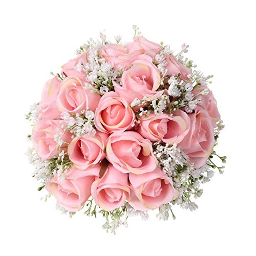 Lazzboy Muttertag Hochzeitsstrauß Blumenstrauß Crystal Rose Pearl Brautjungfer Hochzeitsstrauß Braut künstliche Seidenblume(B)