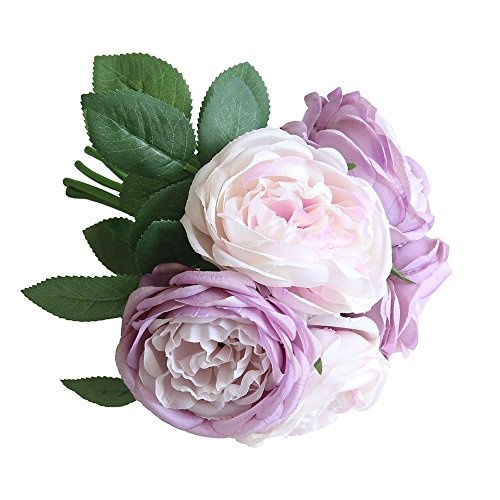 Lazzboy Künstliche Gefälschte Rose Seidenblumen Flower Head Leaf Garden Decor Brautstrauß Artificial Silk Fake Flowers Wedding Floral Bouquet Blumen(D)