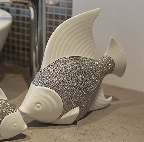 Fisch Prime Keramik in weiß/silber glasiert Bad...