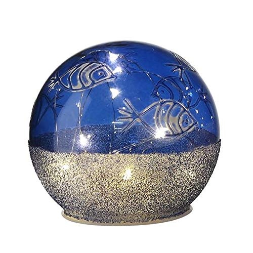 Casablanca LED Leuchtkugel - Fische - blau/Weiss - Glas,10LEDs,Timer 6h/18h,für 3xAA Batterien