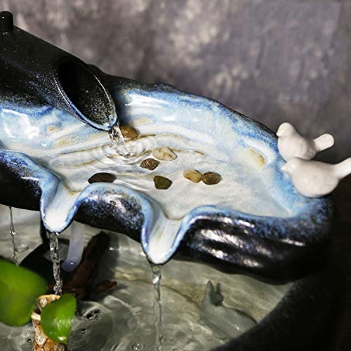 Sculptures Dekoration Handwerk,Desktop-wasserornamente Zen hören steinbrunnen Feng Shui Rad zu rekrutieren Fisch-behälter-luftbefeuchter-Höre Stein A 13.4inch