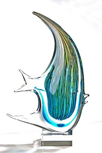 Skulptur Fisch Glas,blau/grün/klarH.43cm