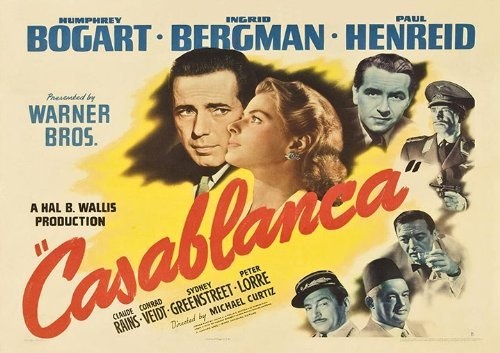 Casablanca Bogart, Vintage Filmposter, A4, Nachdruck, 260 Gsm Fotopapier