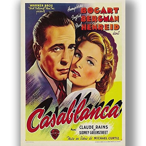 Box Prints Casablanca Film Vintage Retro-Stil Poster Kunstdruck schwarz weiß gerahmte Bild klein groß