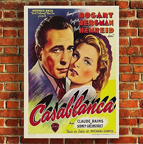 Box Prints Casablanca Film Vintage Retro-Stil Poster Kunstdruck schwarz weiß gerahmte Bild klein groß