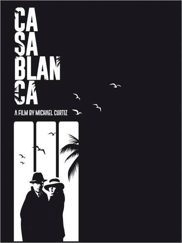 Leinwandbild 30 x 40 cm: Casablanca Classic Movie Inspired bw Art von Golden Planet Prints - fertiges Wandbild, Bild auf Keilrahmen, Fertigbild auf echter Leinwand, Leinwanddruck