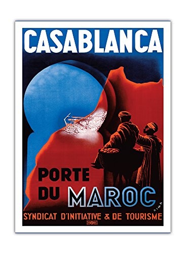 Pacifica Island Art - Casablanca Marokko - Hafen - Fremdenverkehrsbüro - Retro Welt Reise Plakat Poster von Xima c.1930s - Premium 290gsm Giclée Kunstdruck - 30.5cm x 41cm