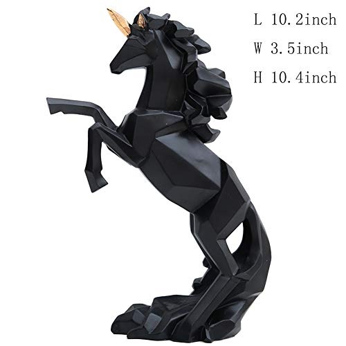 Skulpturen Harz-skulpturale,Art Home Decor Geometrische Einhorn schmuck Harz-Geschenk-Einrichtung Tischplatte dekorativ Kunst schwarz 10.4Zoll