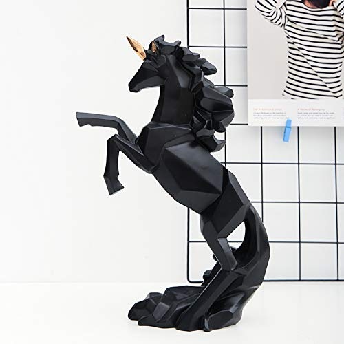 Skulpturen Harz-skulpturale,Art Home Decor Geometrische Einhorn schmuck Harz-Geschenk-Einrichtung Tischplatte dekorativ Kunst schwarz 10.4Zoll