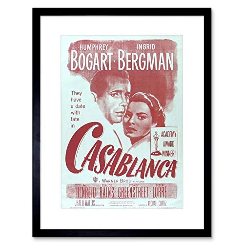 The Art Stop Movie Film Casablanca Bogart Bergman Classic Cult Framed Print F12X2374