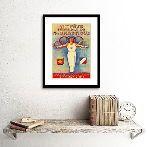 The Art Stop Sport AD Gymnastic Event Casablanca Morocco Olympic Ring Framed Print B12X7257