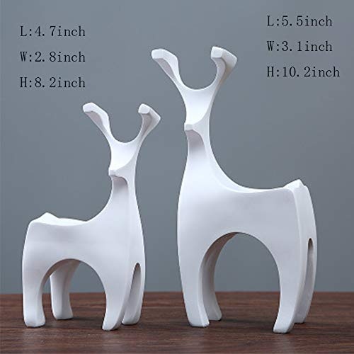 Skulpturen Dekoration,Artware Harz Tier Ornamente Elch Dekoration Desktop-Art Tischdekoration-Weiß 10.2Zoll