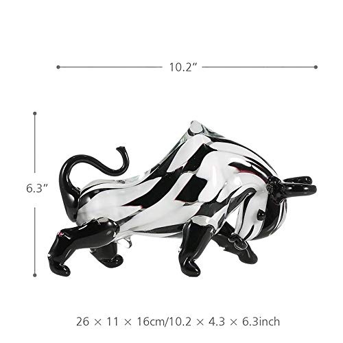 GaLon Glasskulptur, glasierte Schwarzweiss-Kuh-Innendekoration - passend für die Flache Position der häuslichen Umgebung des Büros, Wohnzimmer, Esszimmer, Studie, Flurlicht