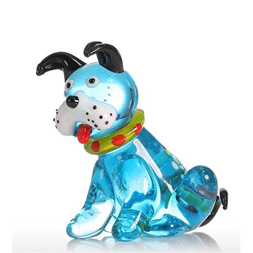 GaLon Glasskulptur, Blaue Hocke Dog Home Decoration -...