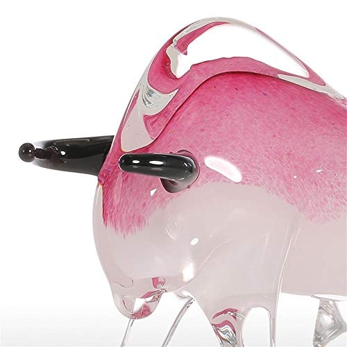 GaLon Glasskulptur, Pink Bull Home Decoration - Geeignet für die Flache Position der häuslichen Umgebung im Büro, Wohnzimmer, Esszimmer, Studie, Flurlicht
